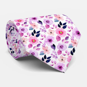 Purple Little Flowers Floral Pattern Neck Tie