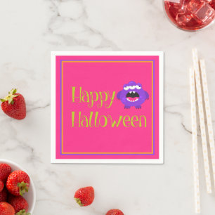 Purple Little Monster Halloween Fun Kids Napkin