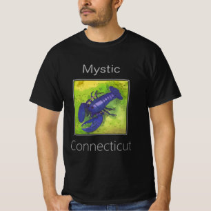 Purple Lobster on green bg Mystic, Connecticut  T-Shirt