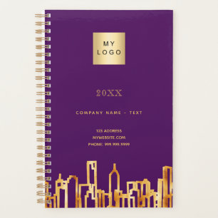 Purple logo gold city skyline business 2025 planner