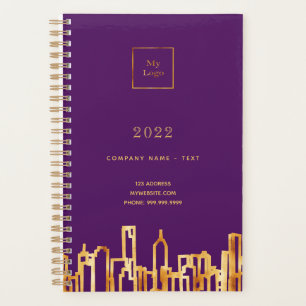 Purple logo gold city skyline business 2026 planner