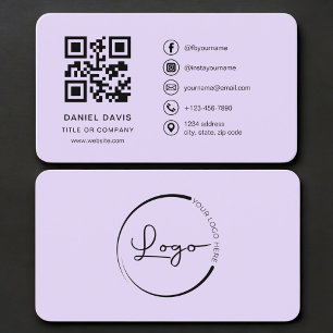 Purple Logo QR Code Professional Business Card