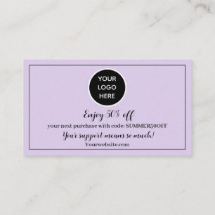 Purple Logo Thank you Business Reward Punch Loyalty Card