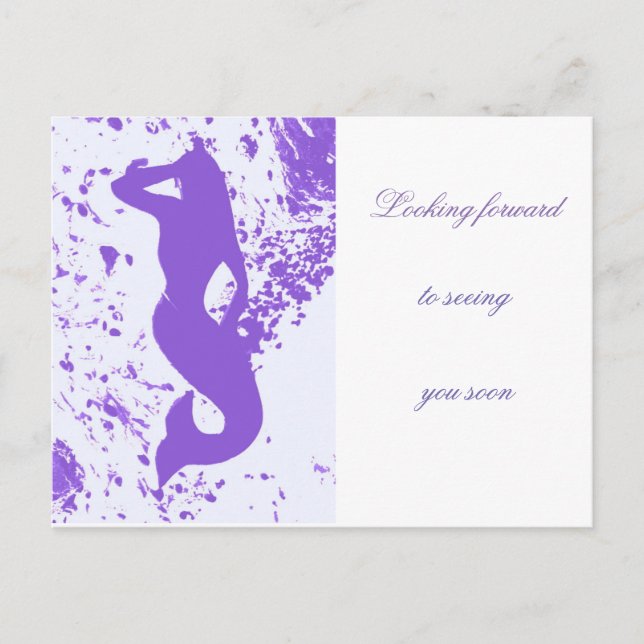 purple looking ahead mermaid postcard (Front)