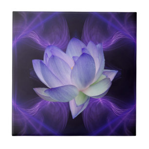 Purple Lotus and sacred geometry Tile