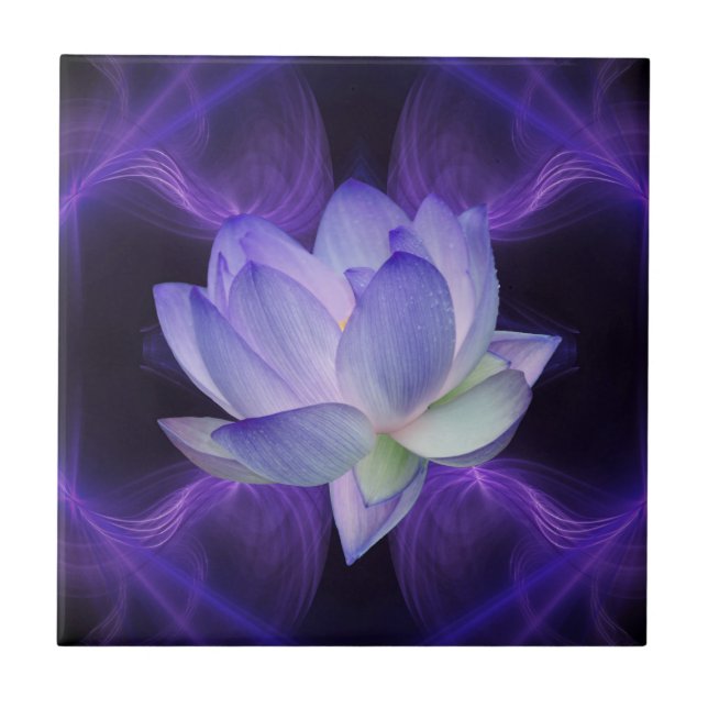 Purple Lotus and sacred geometry Tile (Front)