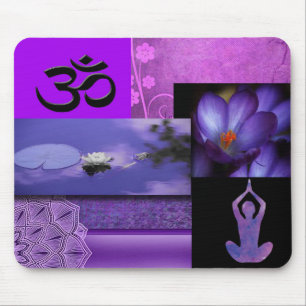 Purple Lotus & Crown Chakra Meditation Collage Mouse Pad
