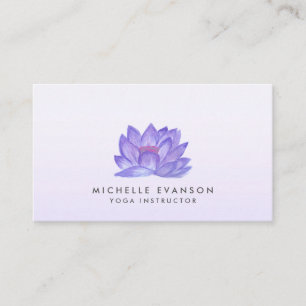 Purple Lotus Elegant Floral Yoga Teacher Business Card