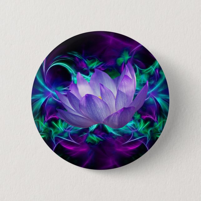 Purple lotus flower and its meaning 6 cm round badge (Front)