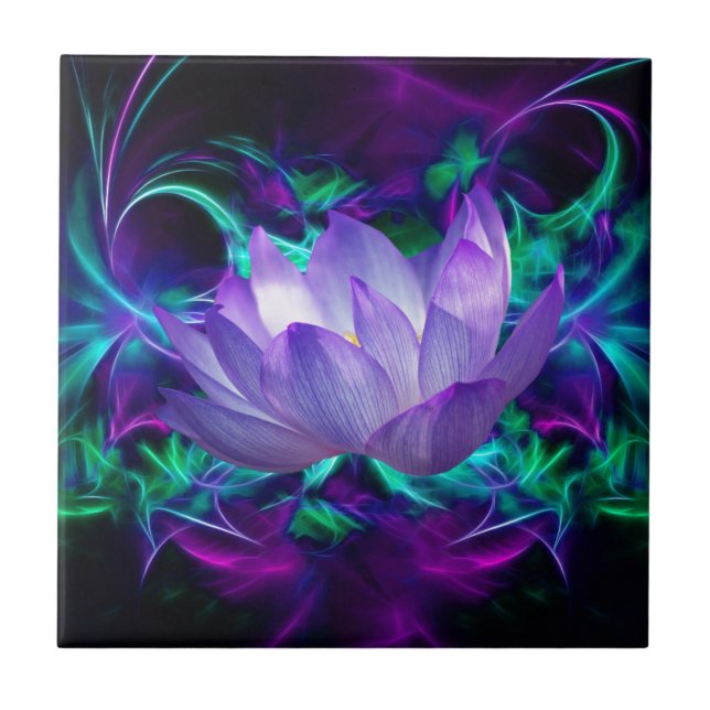 Purple lotus flower and its meaning ceramic tile (Front)