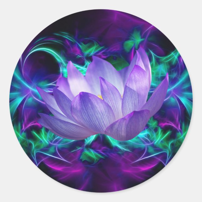 Purple lotus flower and its meaning classic round sticker (Front)