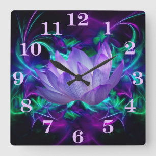 Purple lotus flower and its meaning square wall clock
