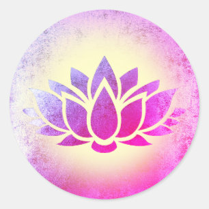 purple lotus flower art classic round sticker