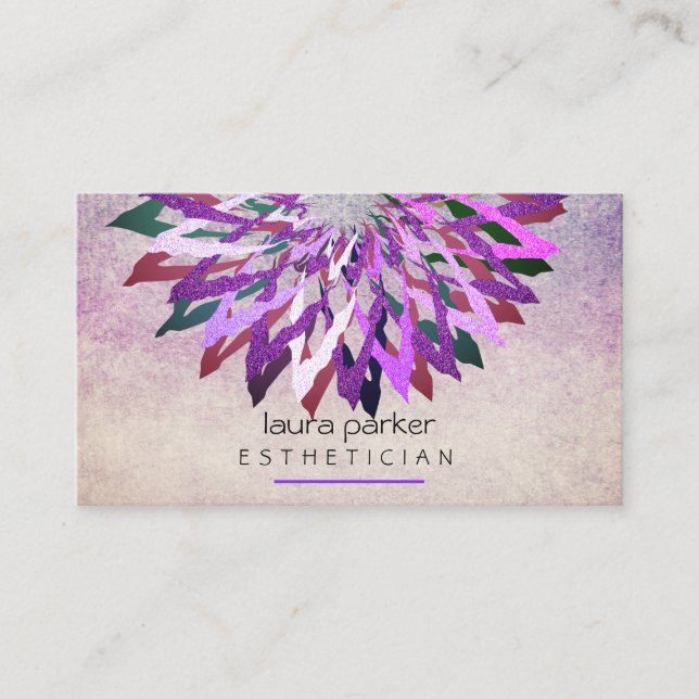 Purple  Lotus Flower Beautician Yoga Instructor Business Card (Front)