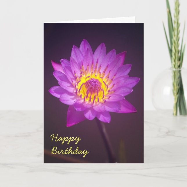 Purple Lotus Flower Birthday Card (Front)