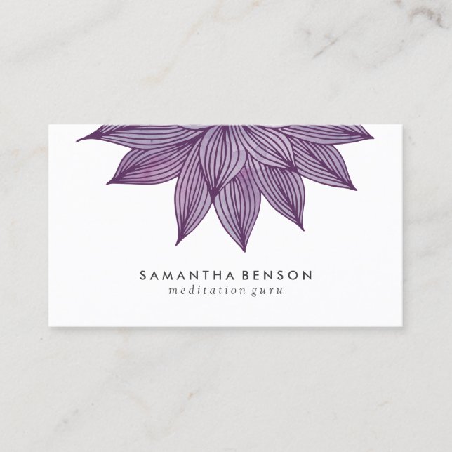 Purple Lotus Flower | Floral Watercolor Business Card (Front)