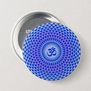 Purple Lotus flower meditation wheel OM 7.5 Cm Round Badge