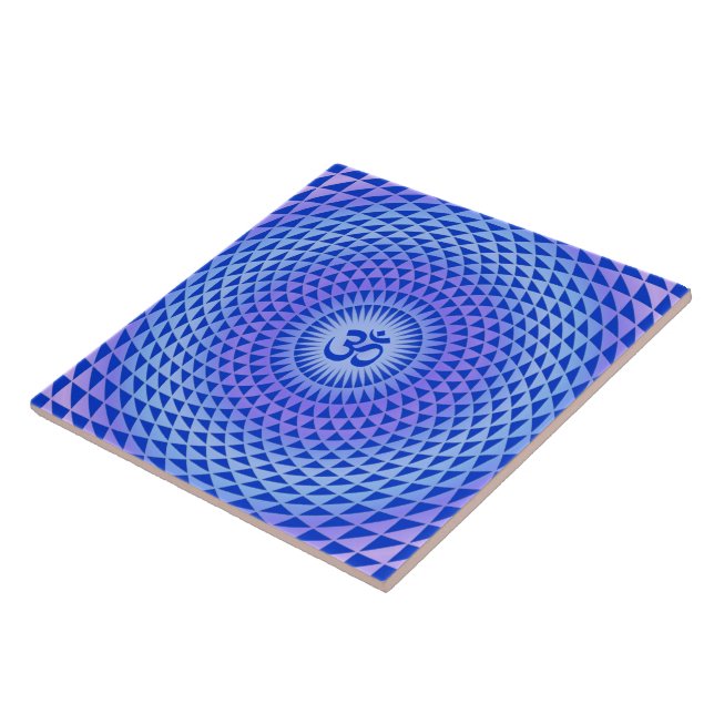 Purple Lotus flower meditation wheel OM Ceramic Tile (Side)