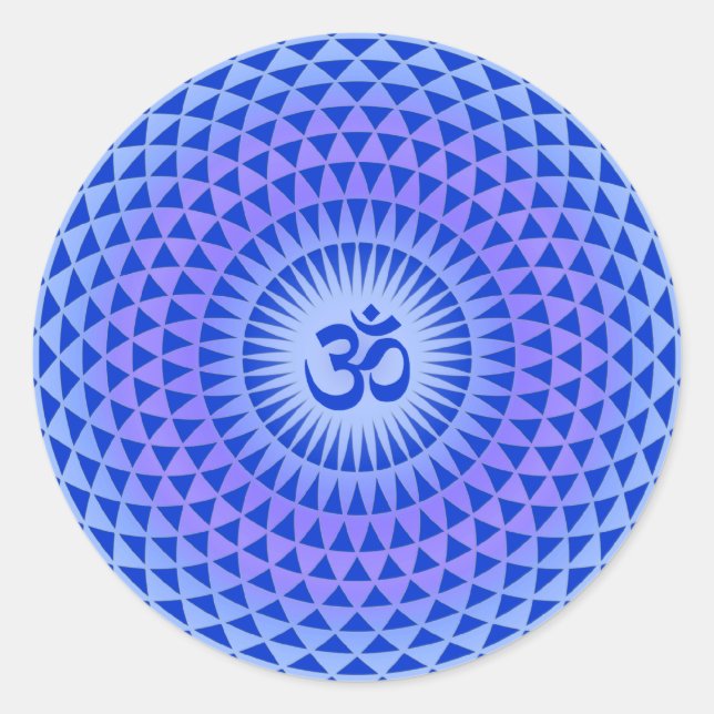 Purple Lotus flower meditation wheel OM Classic Round Sticker (Front)
