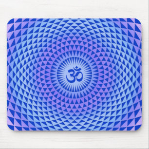 Purple Lotus flower meditation wheel OM Mouse Pad