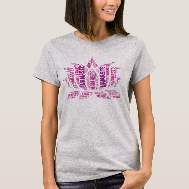 Purple Lotus Flower Namaste Yoga T-Shirt (Front)