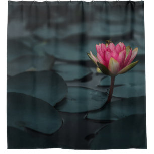 PURPLE LOTUS FLOWER ON WATER SHOWER CURTAIN