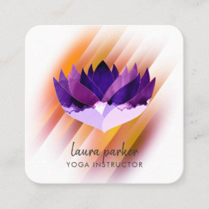 Purple Lotus Flower Yoga Instructor Zen Art Square Business Card