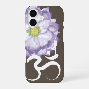 Purple Lotus Flower Yoga & Om/Aum Zen Calligraphy iPhone 16 Case