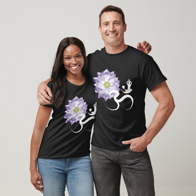 Purple Lotus Flower Yoga & Om/Aum Zen Calligraphy T-Shirt (Unisex)