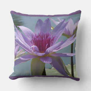 Purple Lotus Flowers Close Up Throw Pillow