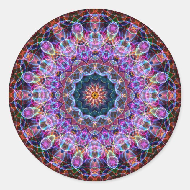 Purple Lotus kaleidoscope Classic Round Sticker (Front)