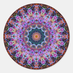 Purple Lotus kaleidoscope Classic Round Sticker