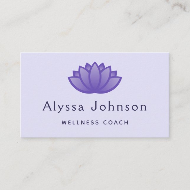 Purple Lotus Logo Wellness Coach Holistic Health Business Card (Front)