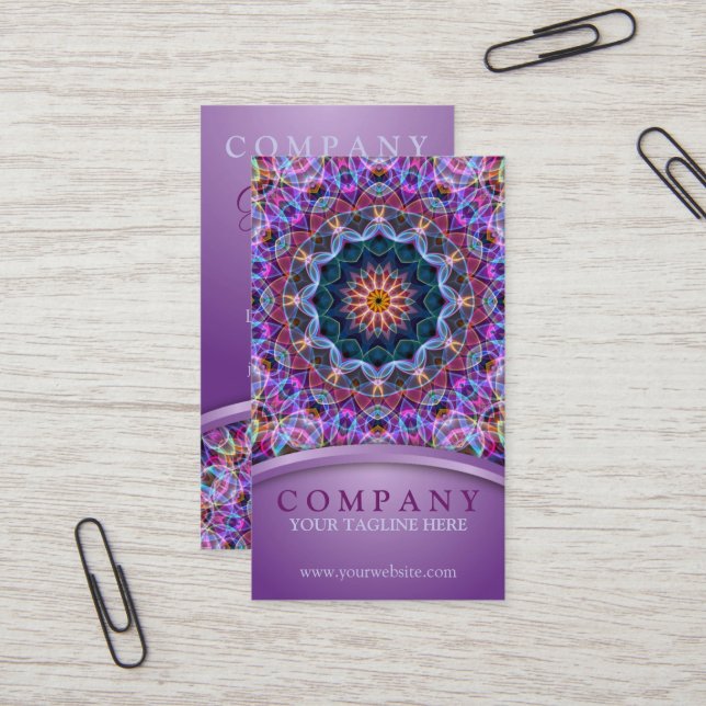 Purple Lotus Mandala Business Card (Front/Back In Situ)