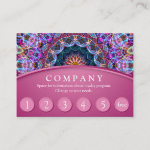 Purple Lotus Mandala Customer Loyalty Card - pink
