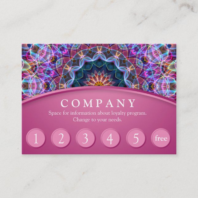 Purple Lotus Mandala Customer Loyalty Card - pink (Front)