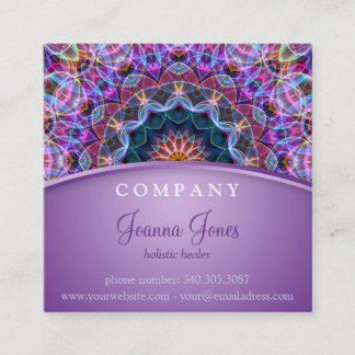 Purple Lotus Mandala Square Business Card