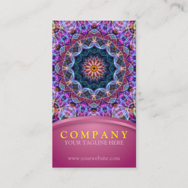 Purple Lotus Mandala with pink Business Card (Front)