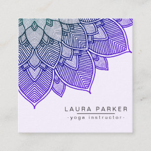 Purple Lotus Mandala Yoga Instructor Holistic Square Business Card