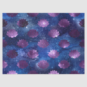 Purple Lotus on Blue Galaxy Decoupage Tissue Paper