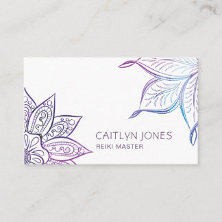 Purple Lotus Pattern Massage Or Reiki Practitioner Business Card