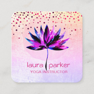 Purple Lotus Watercolour Yoga Massage Therapist Square Business Card
