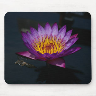 Purple Lotus Waterlily dragonfly nymph mouse pad