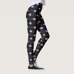 Purple Lotus Waterlily Leggings
