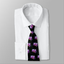 Purple Lotus Waterlily Tie