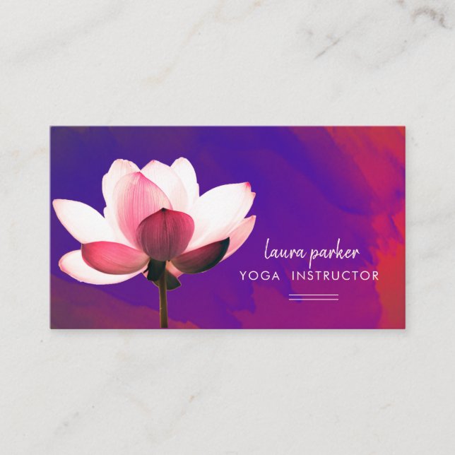 Purple Lotus Yoga Instructor Meditation Zen Paint Business Card (Front)