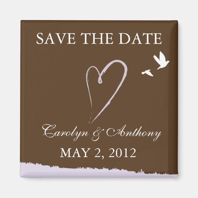 Purple love bird SAVE THE DATE Magnet (Front)