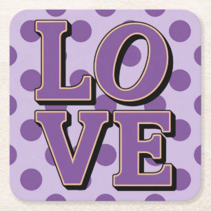Purple LOVE Dots Lavender Coaster Set