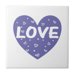 Purple love heart ceramic tile