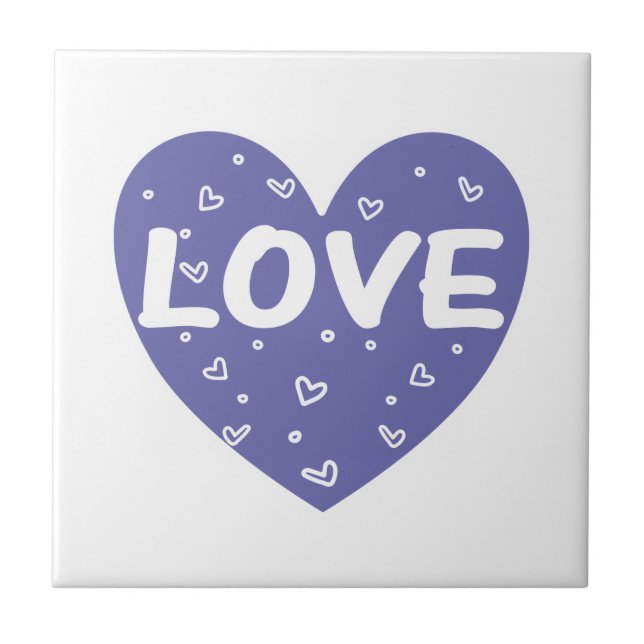 Purple love heart ceramic tile (Front)